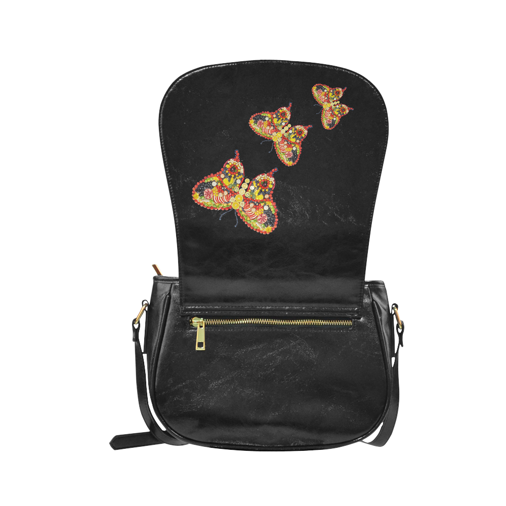 Dancing Butterflies Veggieart Vegan Classic Saddle Bag/Large (Model 1648)