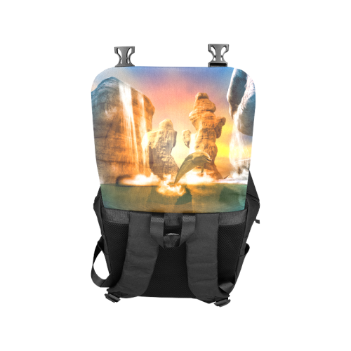 Funny dolphin jumping in the sunset Casual Shoulders Backpack (Model 1623)