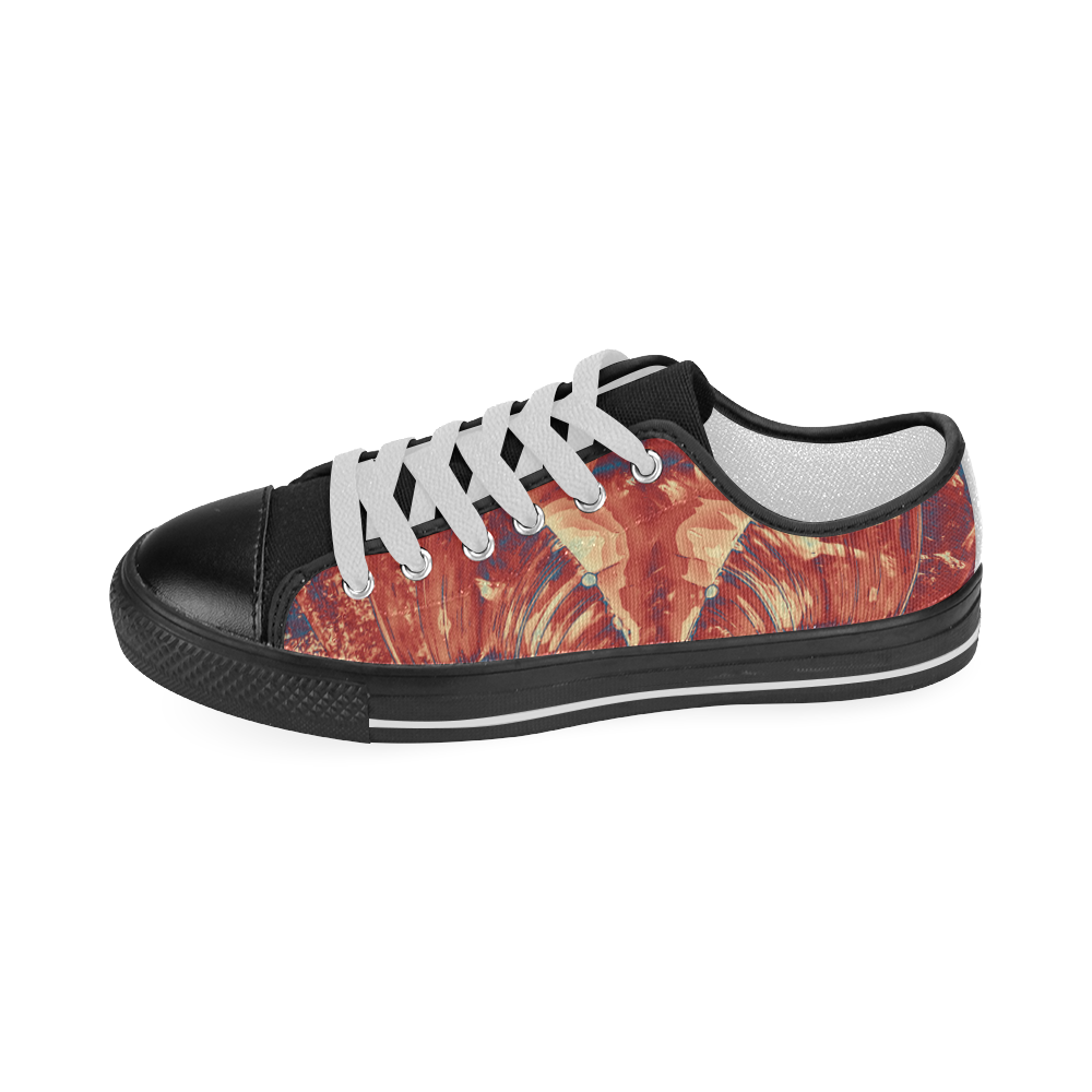 Abstract Fractal Painting - dark red blue beige Women's Classic Canvas Shoes (Model 018)