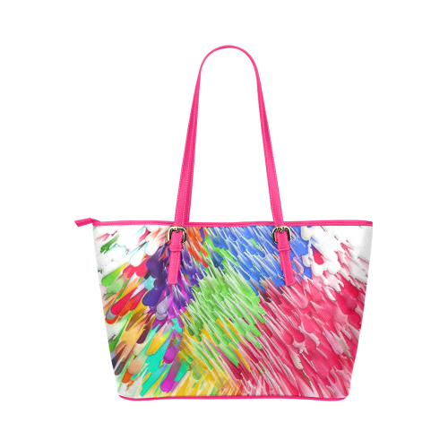 Paint splashes by Artdream Leather Tote Bag/Large (Model 1651)