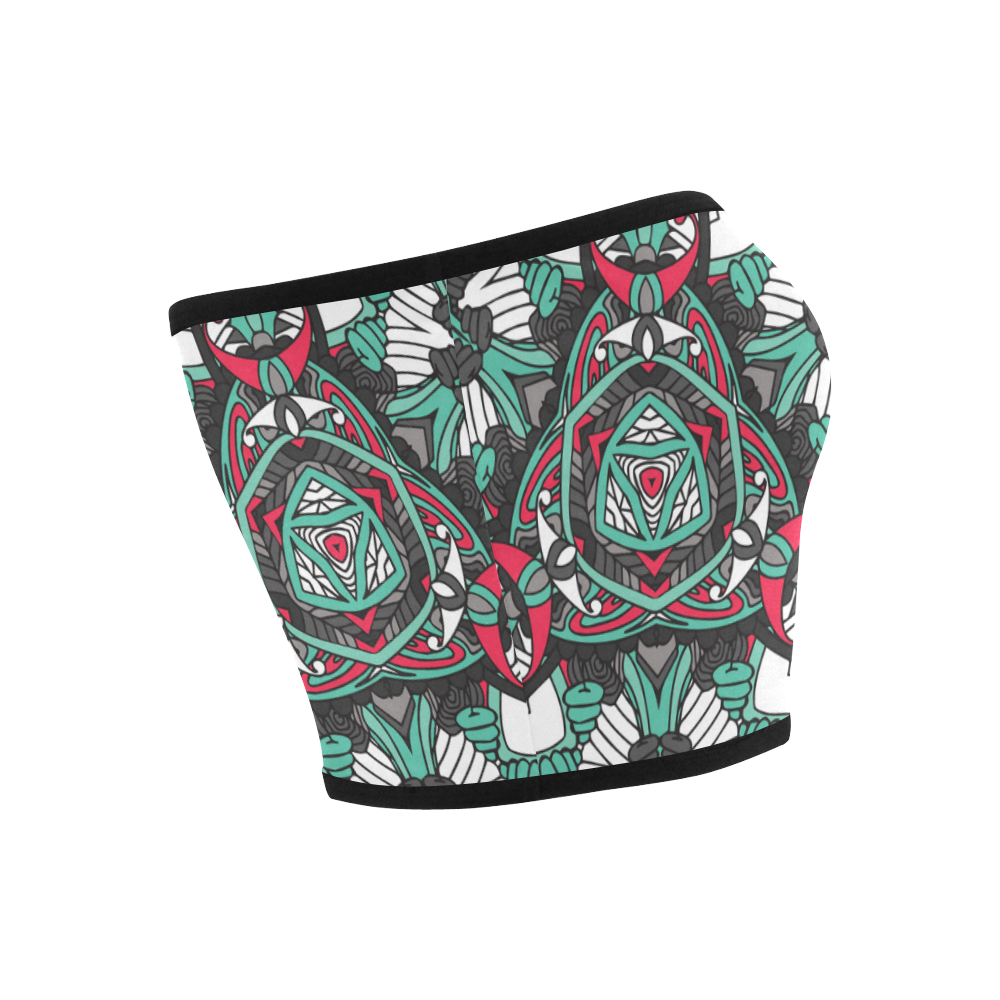 Zandine 0304 bold abstract pattern grey teal red Bandeau Top