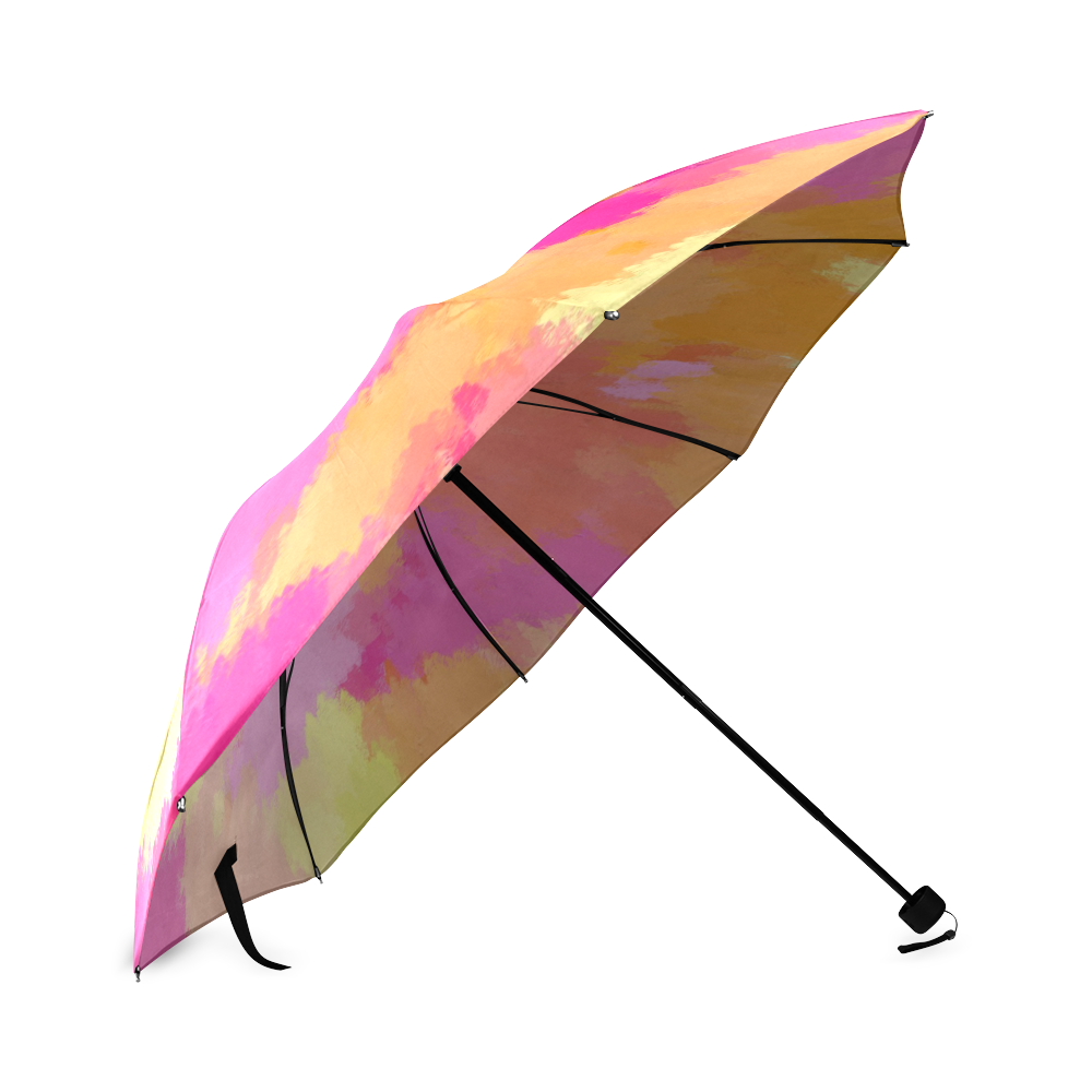 Pink, Orange and Yellow Watercolors Foldable Umbrella (Model U01)