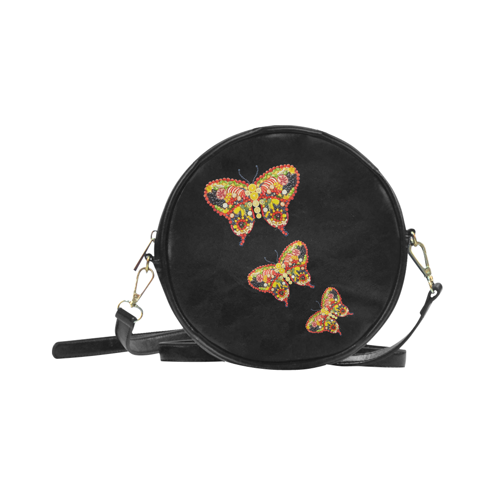 Dancing Butterflies Veggieart Vegan Round Sling Bag (Model 1647)