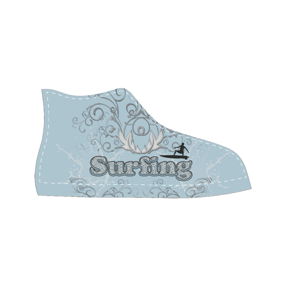 Surfboarder with decorative floral elements Women's Classic High Top Canvas Shoes (Model 017)