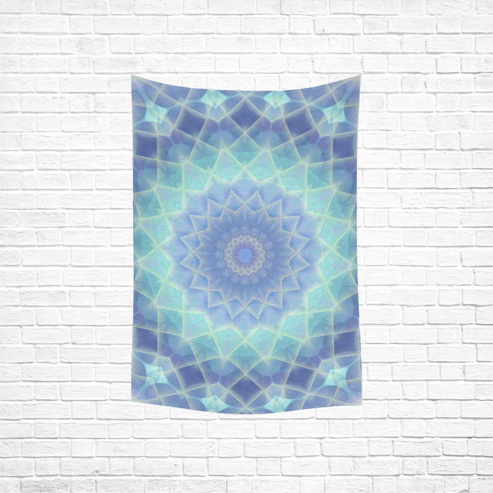 Blue and Turquoise Garden Cotton Linen Wall Tapestry 40"x 60"