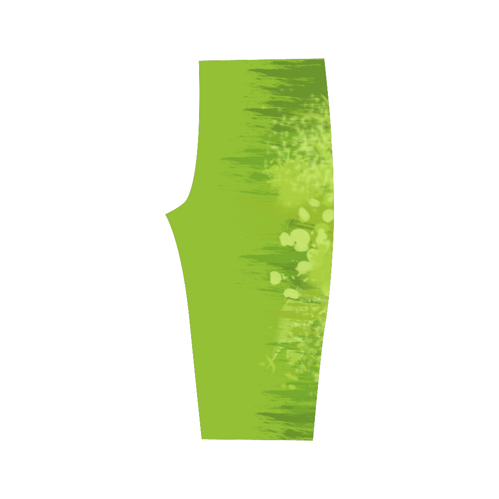 Spring Green Splash Design Two Face Hestia Cropped Leggings (Model L03)