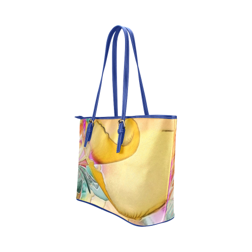 Wild Flowers by Artsdream Leather Tote Bag/Small (Model 1651)