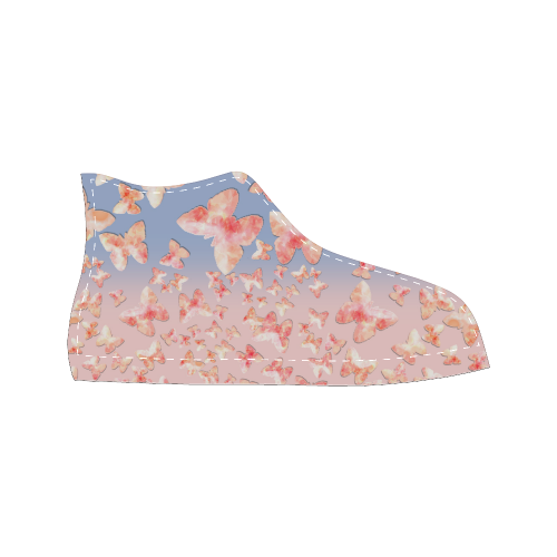 Pink Butterflies Women's Classic High Top Canvas Shoes (Model 017)