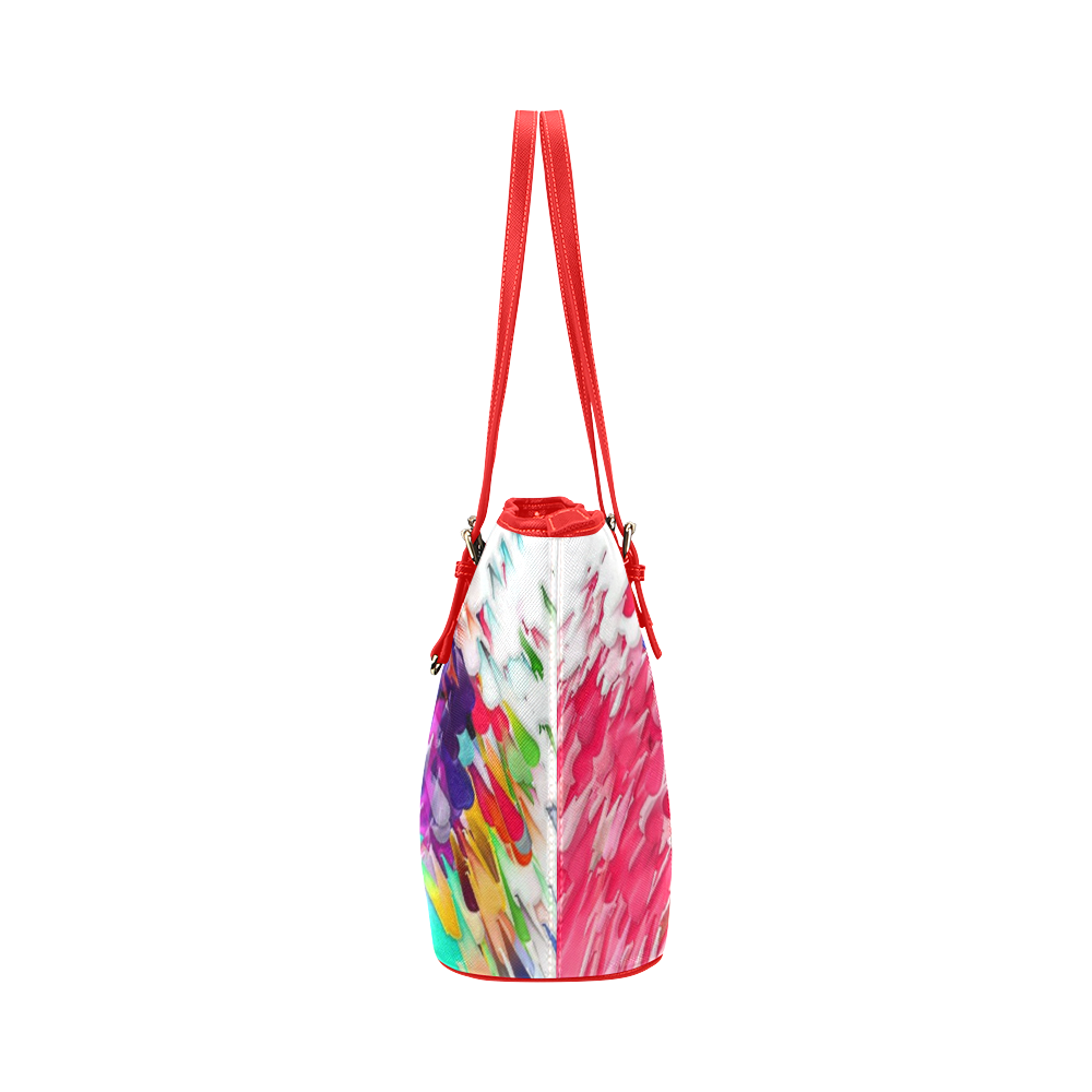 Paint splashes by Artdream Leather Tote Bag/Small (Model 1651)