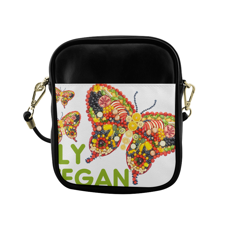 FLY VEGAN Butterflies Fruits Vegetables RAW Sling Bag (Model 1627)