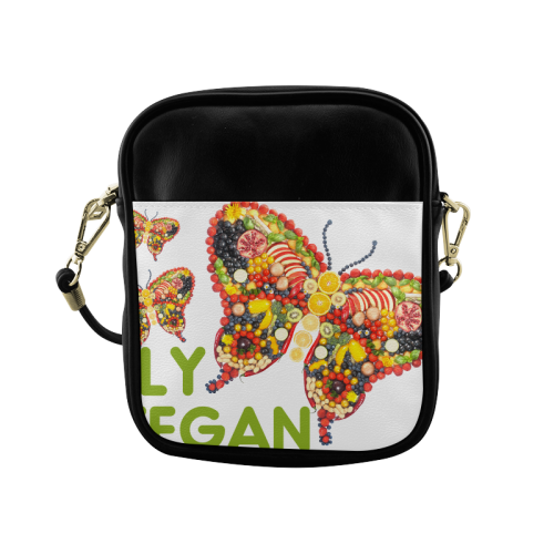 FLY VEGAN Butterflies Fruits Vegetables RAW Sling Bag (Model 1627)