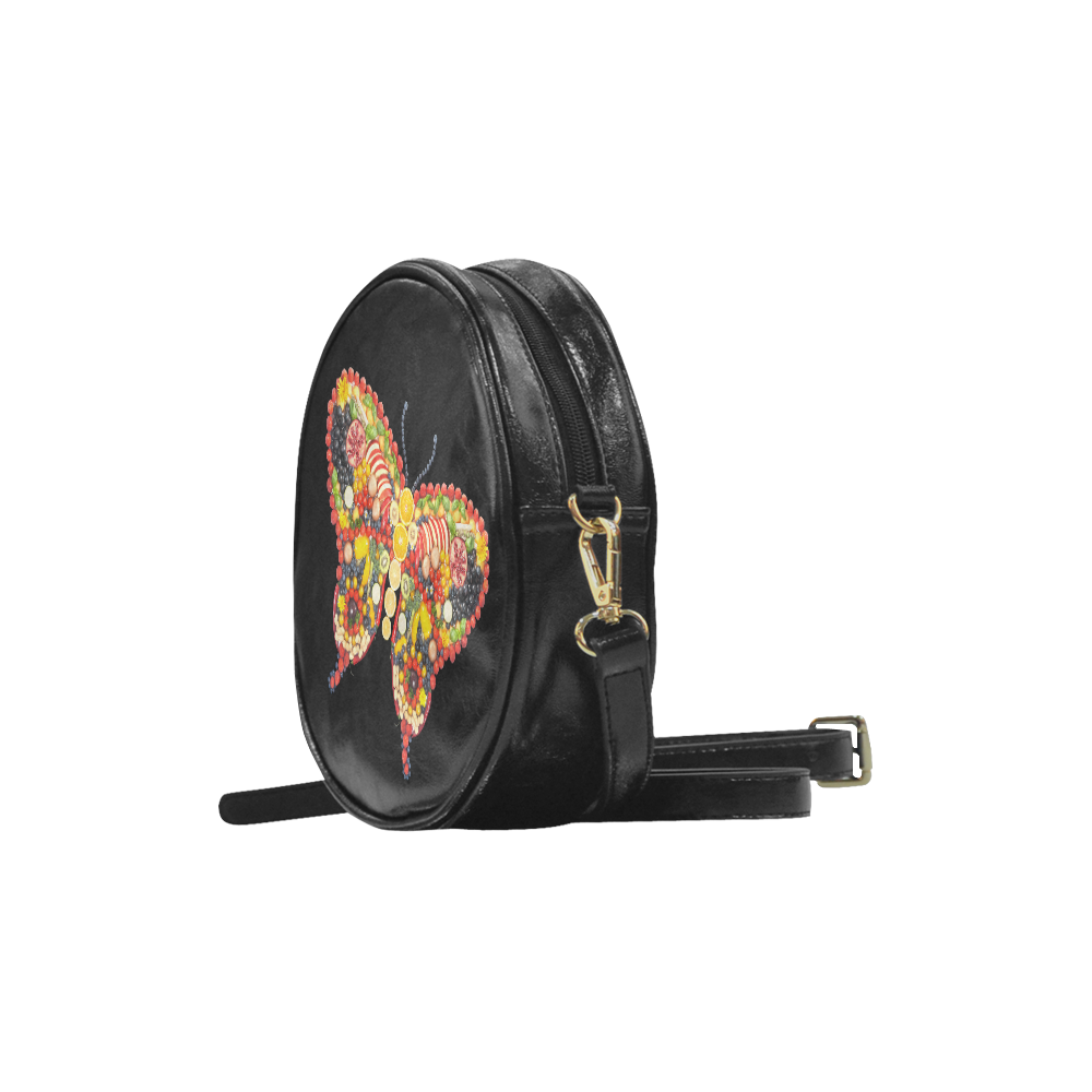 Dancing Butterfly Veggieart Vegan Round Sling Bag (Model 1647)