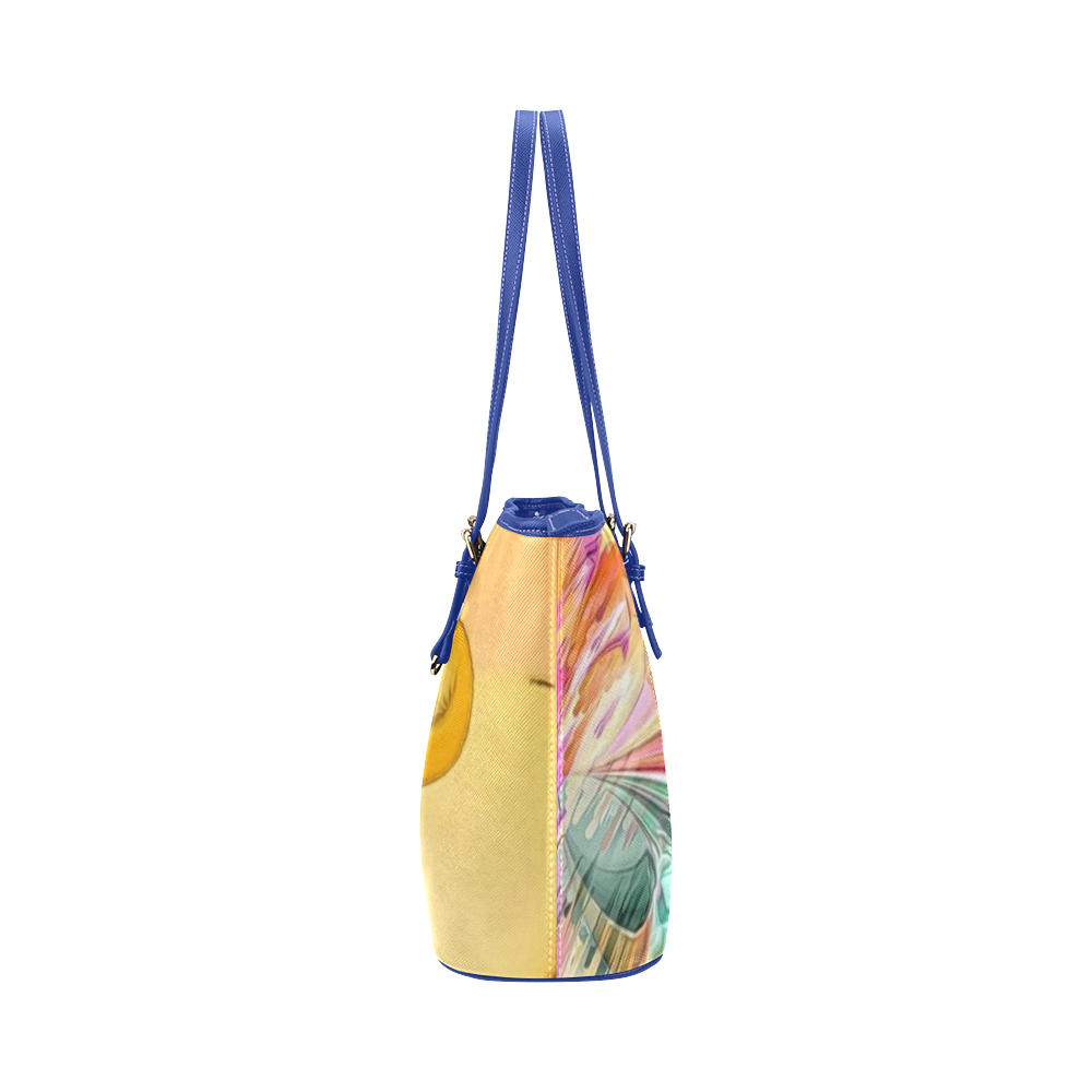 Wild Flowers by Artsdream Leather Tote Bag/Large (Model 1651)