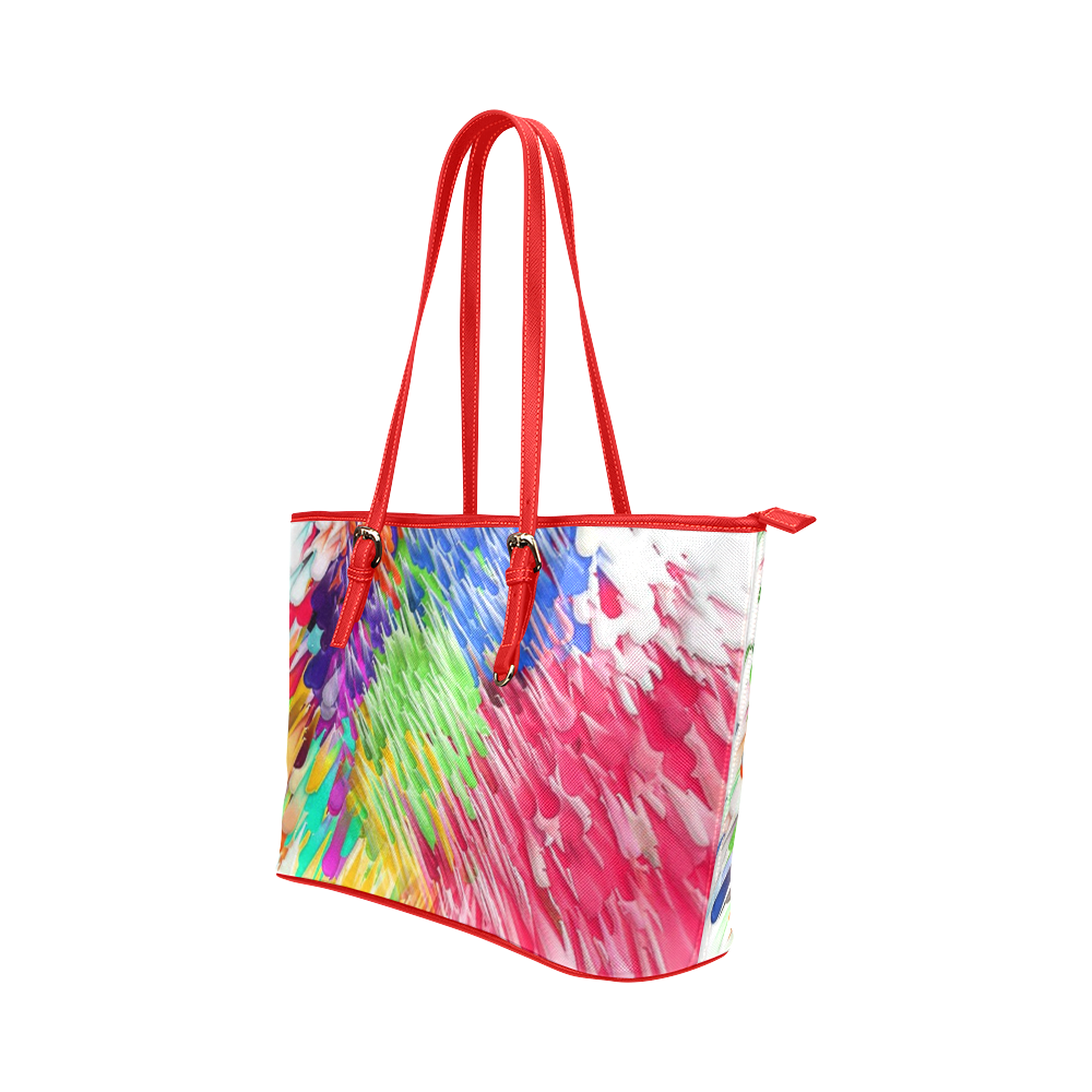 Paint splashes by Artdream Leather Tote Bag/Large (Model 1651)