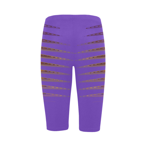 Swirly Stripes Two Face Lilac Hestia Cropped Leggings (Model L03)