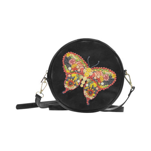 Dancing Butterfly Veggieart Vegan Round Sling Bag (Model 1647)