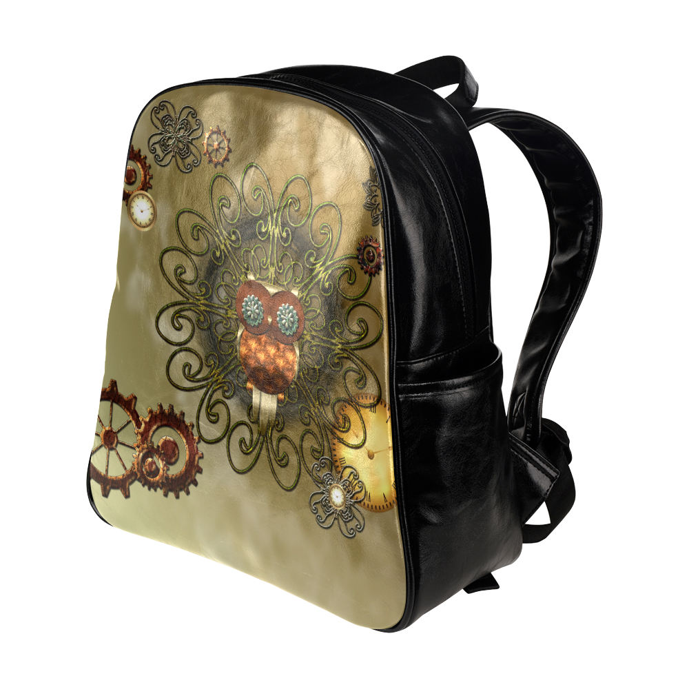 Steampunk cute owl Multi-Pockets Backpack (Model 1636)