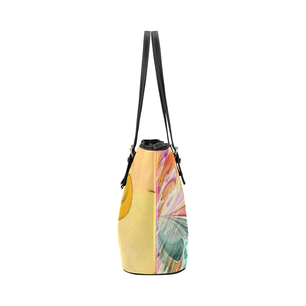 Wild Flowers by Artsdream Leather Tote Bag/Large (Model 1651)