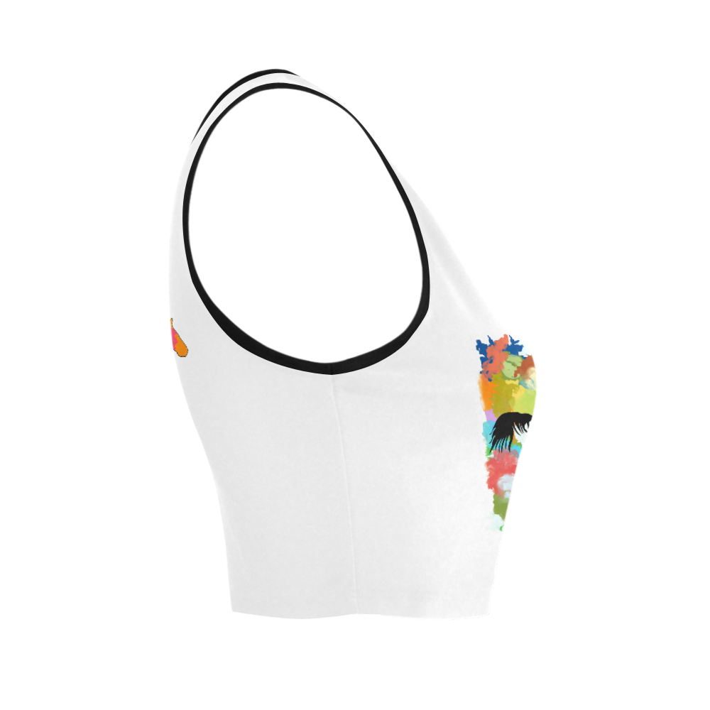 Horse  Shape Galloping out of Colorful Splash Women's Crop Top (Model T42)