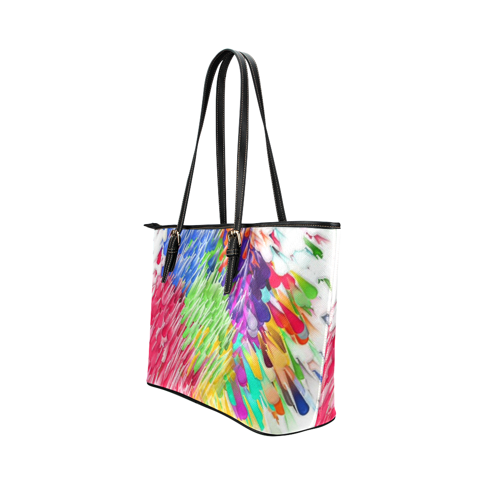 Paint splashes by Artdream Leather Tote Bag/Small (Model 1651)