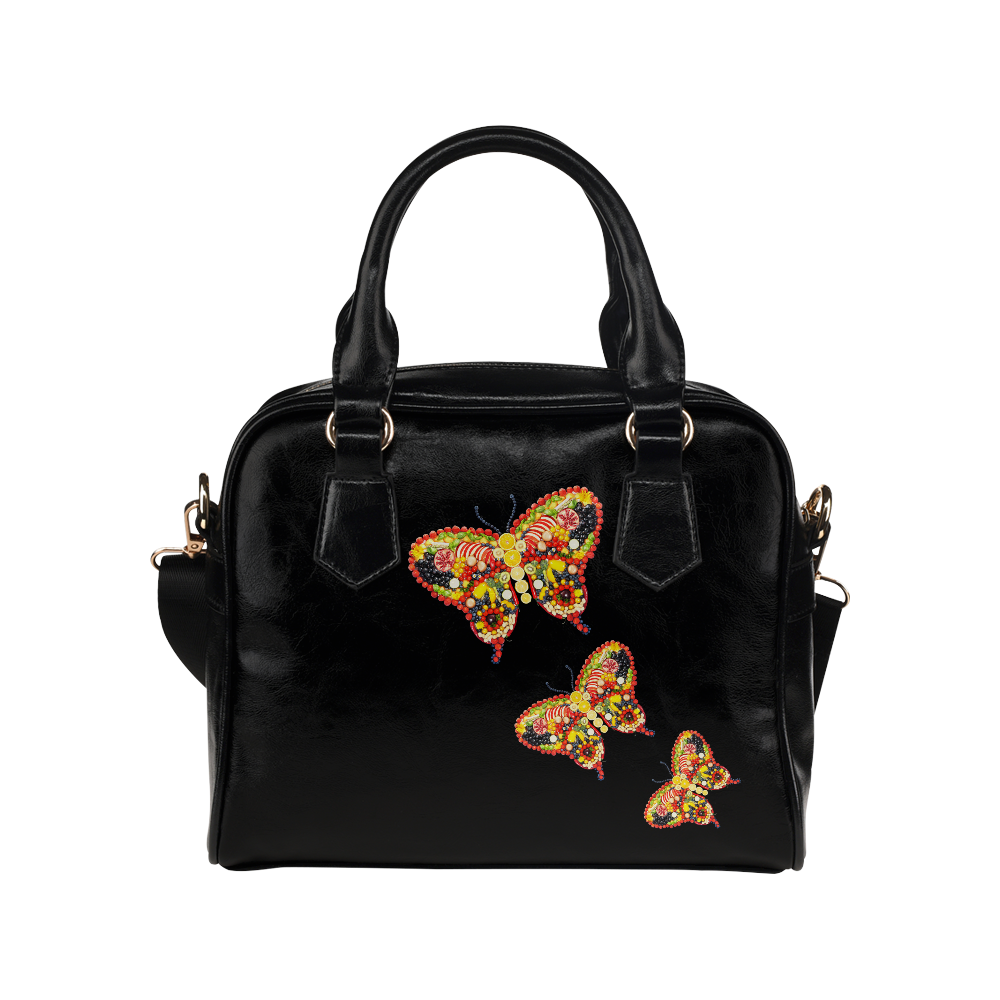 Dancing Butterflies Veggieart Vegan Shoulder Handbag (Model 1634)