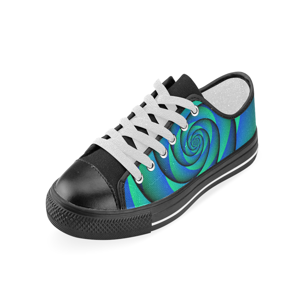 POWER SPIRAL - WAVES blue green Women's Classic Canvas Shoes (Model 018)