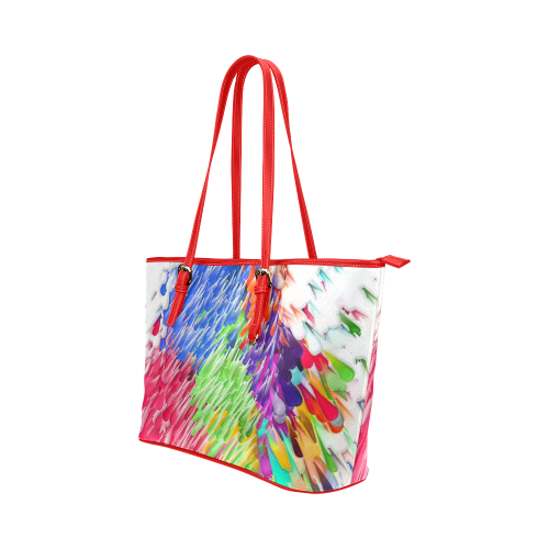 Paint splashes by Artdream Leather Tote Bag/Small (Model 1651)