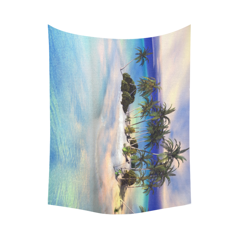 Wonderful view over the sea in the sunset Cotton Linen Wall Tapestry 80"x 60"