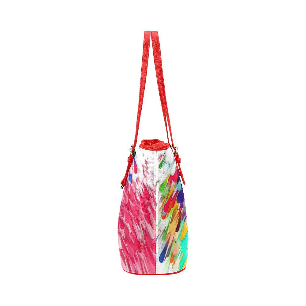 Paint splashes by Artdream Leather Tote Bag/Large (Model 1651)