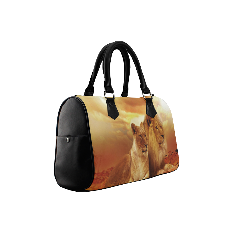 Lion Couple Sunset Fantasy Boston Handbag (Model 1621)