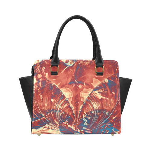 Abstract Fractal Painting - dark red blue beige Classic Shoulder Handbag (Model 1653)