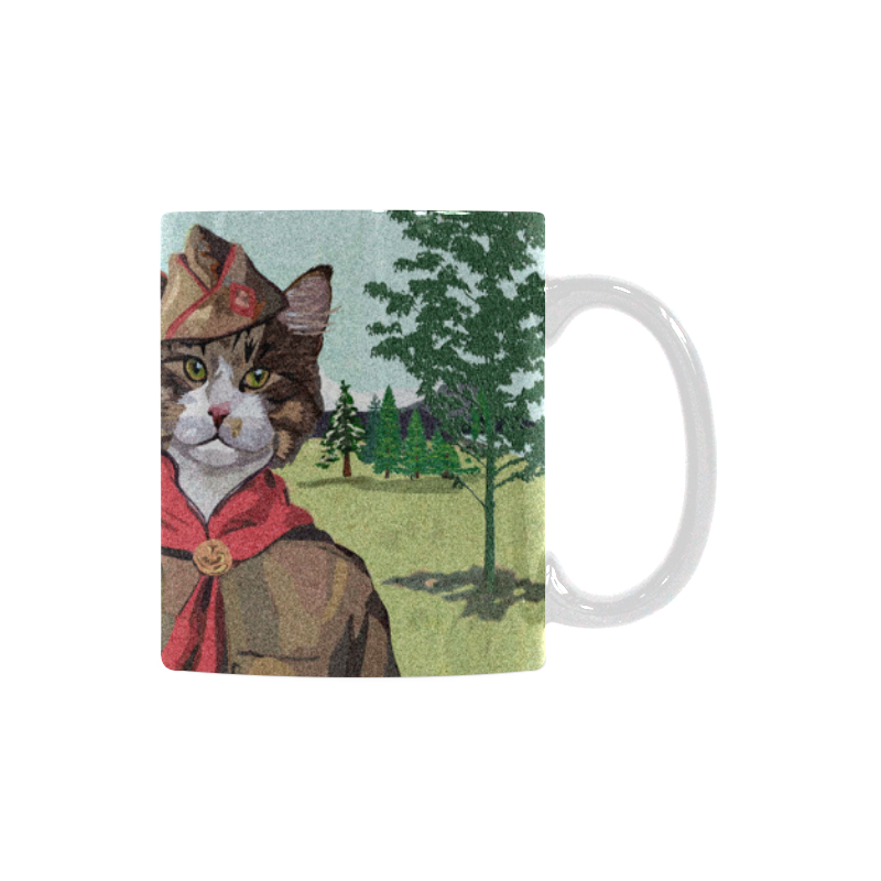 Camping Cat Scout Mug White Mug(11OZ)