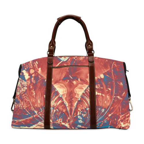 Abstract Fractal Painting - dark red blue beige Classic Travel Bag (Model 1643)