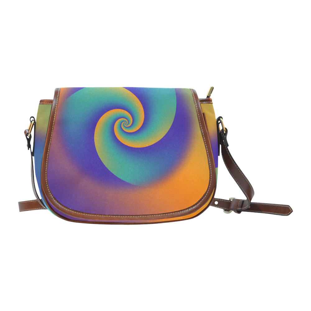 POWER SPIRAL SOFT - Violet, Ocean Green, Orange Saddle Bag/Small (Model 1649) Full Customization