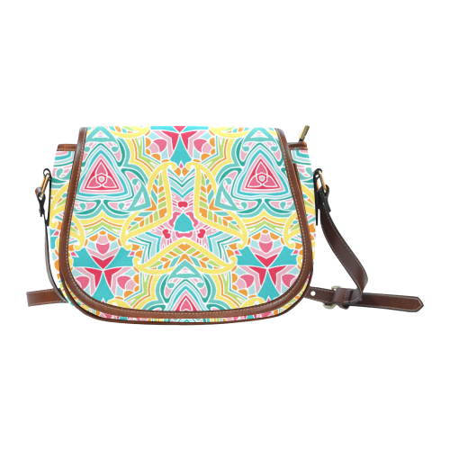 Zandine 0409 bright summer floral pattern Saddle Bag/Small (Model 1649) Full Customization