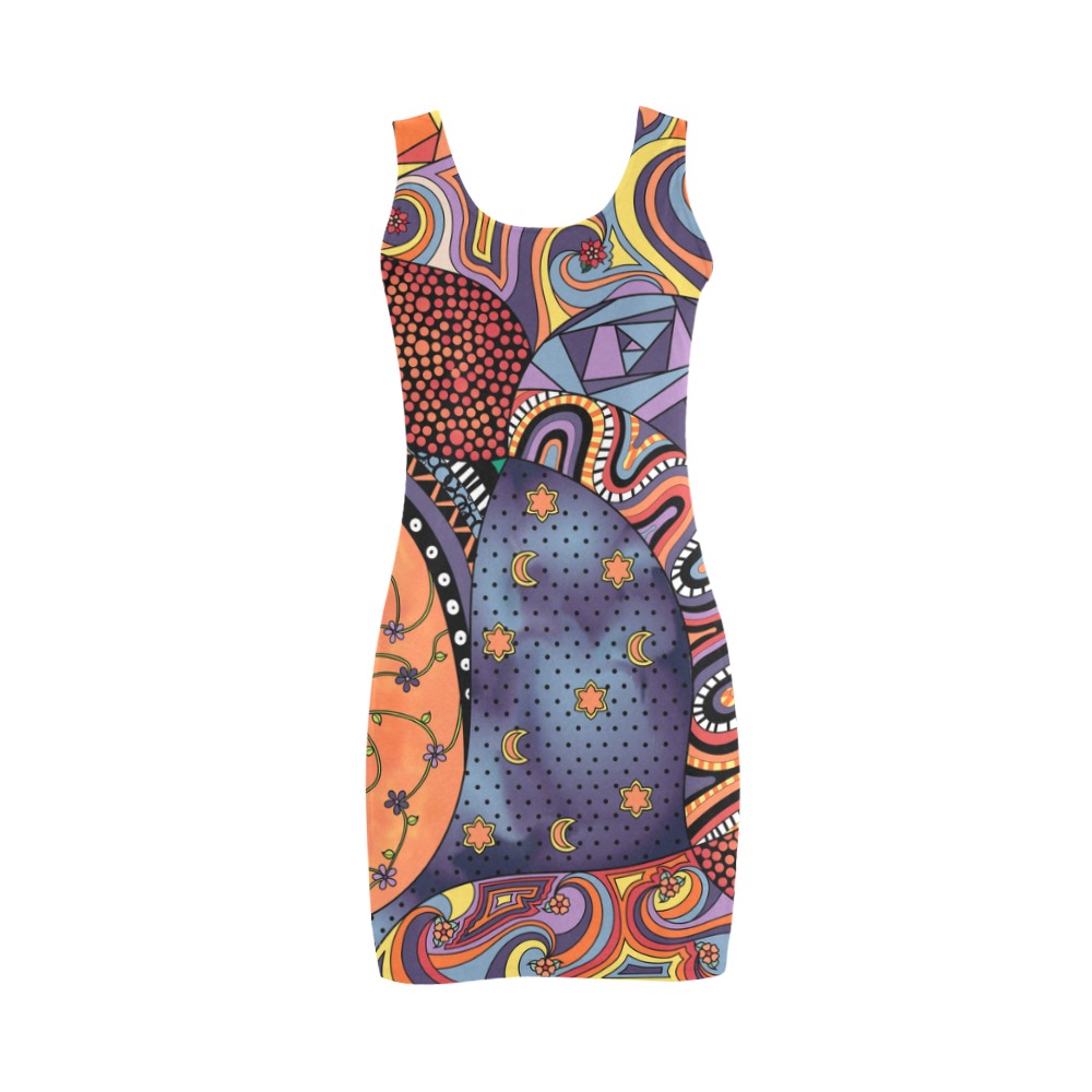 Tangle Doodle Pattern by ArtformDesigns Medea Vest Dress (Model D06)