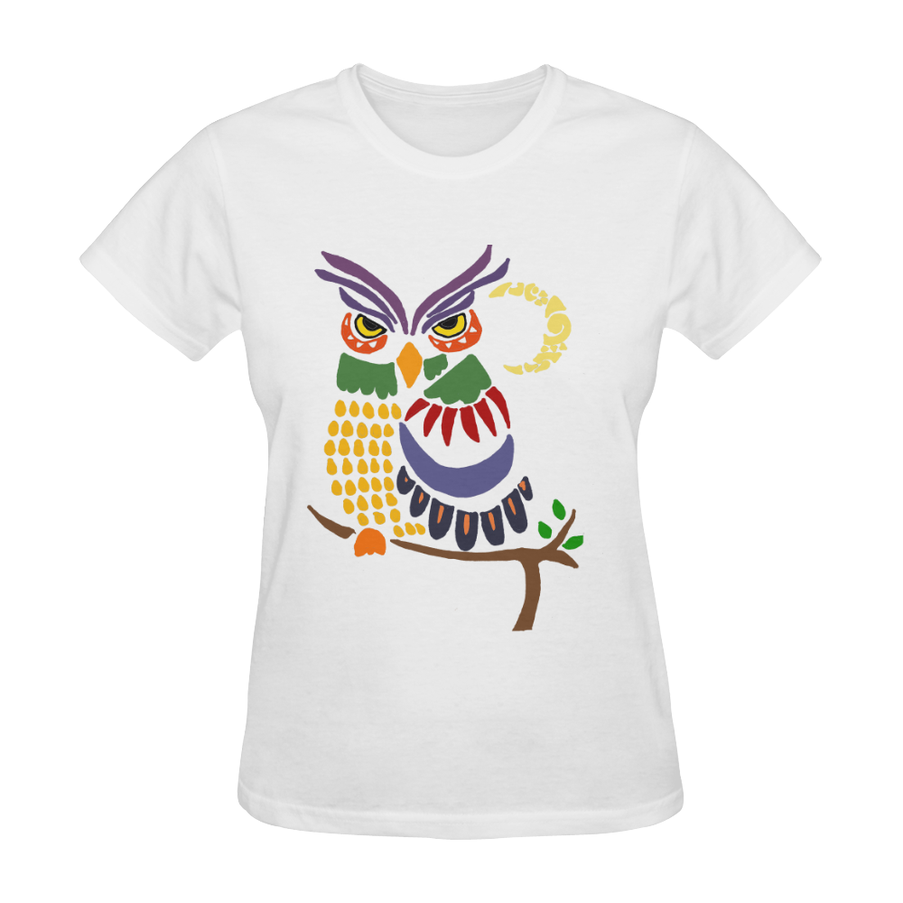 Colorful Abstract Art owl Sunny Women's T-shirt (Model T05)
