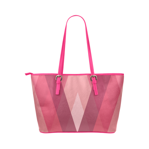 Pink Harlequin Pattern by ArtformDesigns Leather Tote Bag/Large (Model 1651)