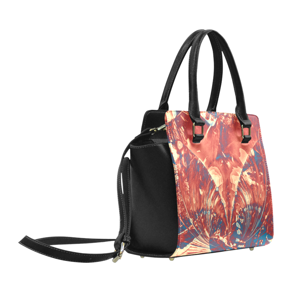 Abstract Fractal Painting - dark red blue beige Classic Shoulder Handbag (Model 1653)