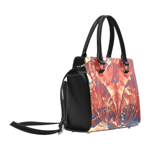 Abstract Fractal Painting - dark red blue beige Classic Shoulder Handbag (Model 1653)