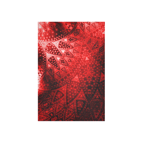 Red Lace Fractal Cotton Linen Wall Tapestry 40"x 60"