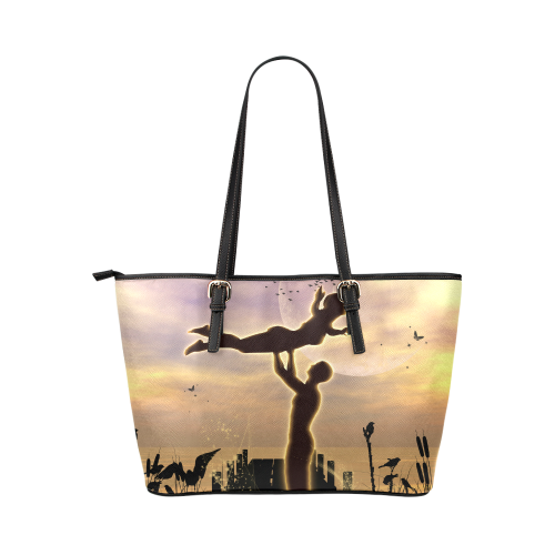 Dance with me in the night Leather Tote Bag/Small (Model 1651)