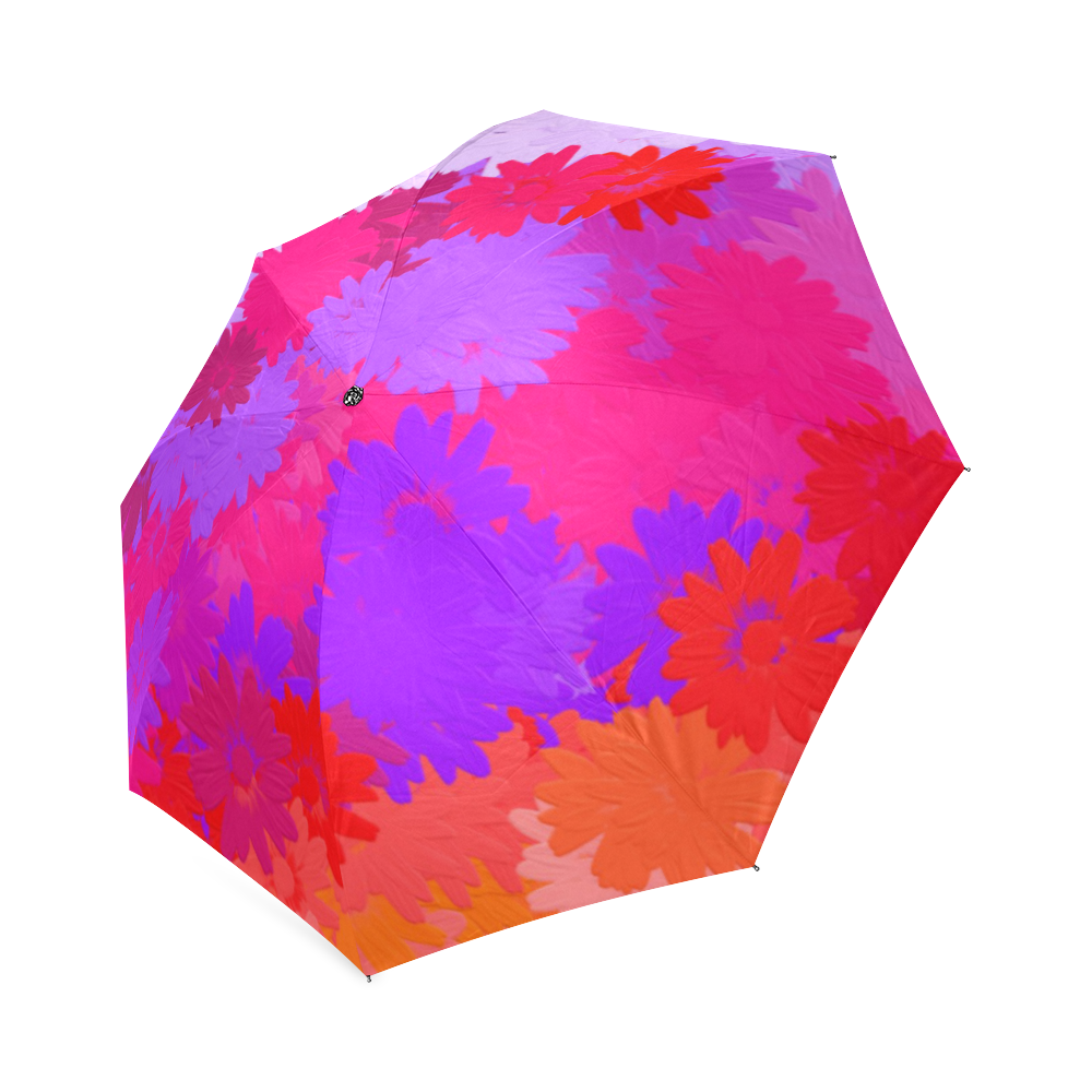 Purple, Pink and Orange Flowers Foldable Umbrella (Model U01)