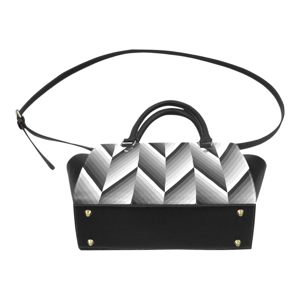 Black and White Herringbone by ArtformDesigns Classic Shoulder Handbag (Model 1653)