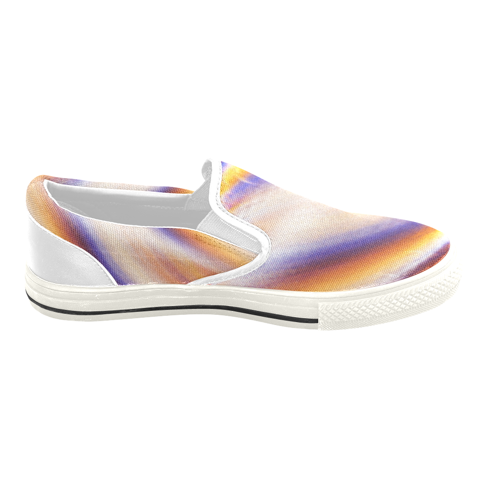 THE BIG WAVE Colorful Painting Men's Unusual Slip-on Canvas Shoes (Model 019)