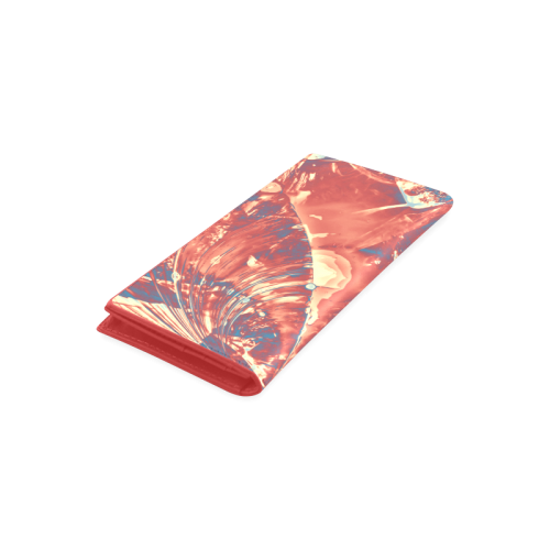 Abstract Fractal Painting - dark red blue beige Women's Leather Wallet (Model 1611)