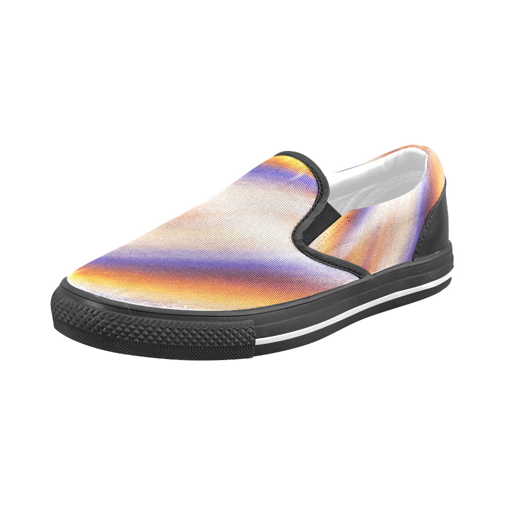 THE BIG WAVE Colorful Painting Men's Slip-on Canvas Shoes (Model 019)