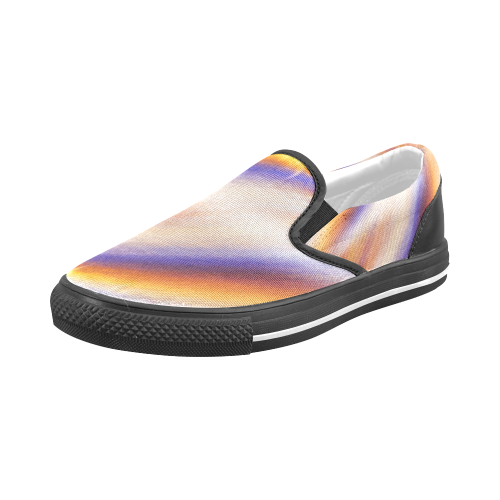 THE BIG WAVE Colorful Painting Men's Slip-on Canvas Shoes (Model 019)