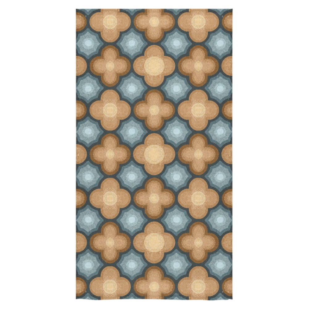 Brown, Blue Floral Pattern Bath Towel 30"x56"