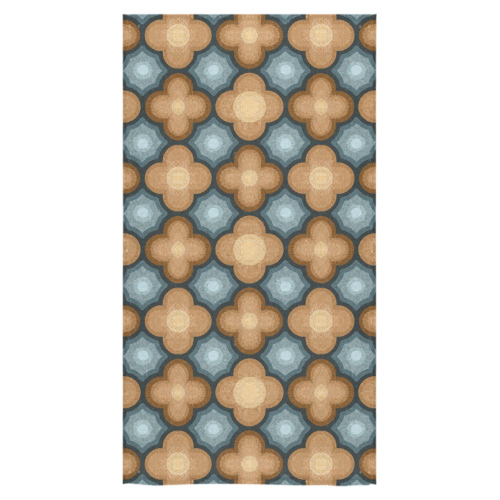 Brown, Blue Floral Pattern Bath Towel 30"x56"